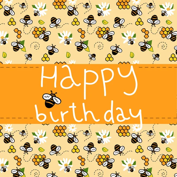 Carte de souhaits joyeux anniversaire gris et jaune pour les enfants . — Image vectorielle