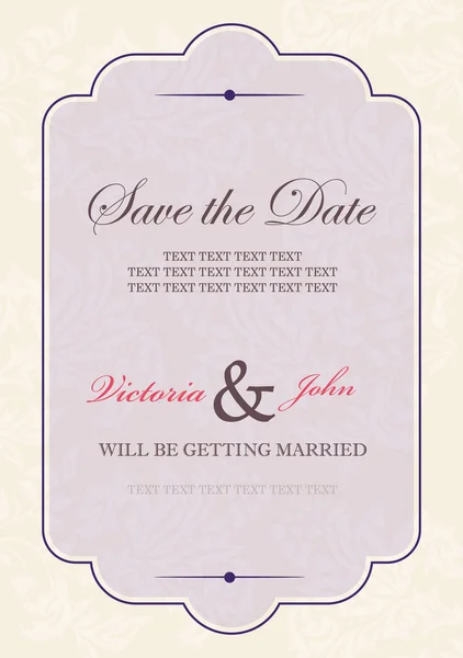 Carte d'invitation vintage ou carte de mariage — Image vectorielle