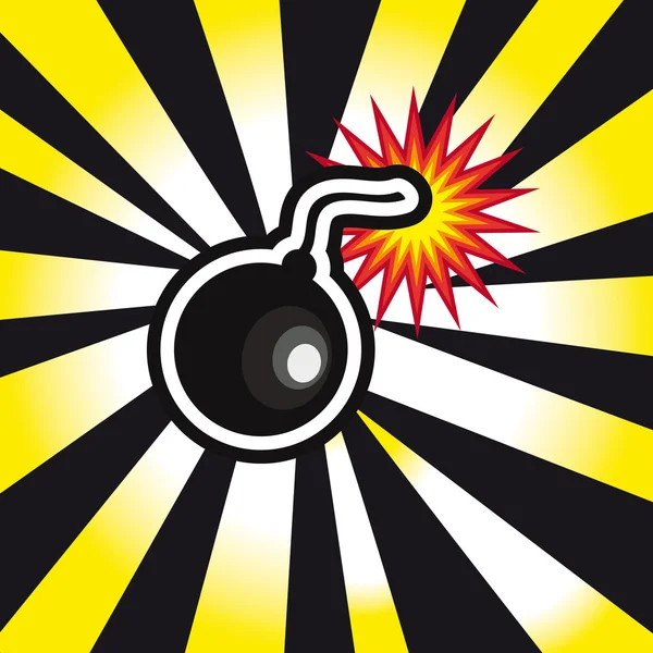 Peligro Explosión de bombas en fondo amarillo y negro — Vector de stock