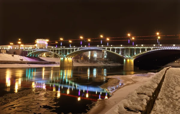 Kirov's bridge at night. — Stock Photo, Image