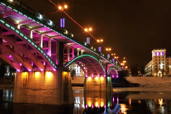 Kirov's bridge at night. — Stock Photo, Image