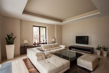 Travertine house: Modern living room clipart