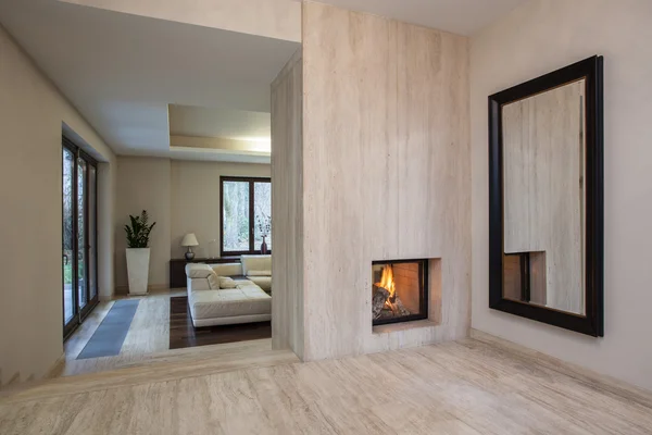 Travertine house: Entrance to living room — Stock Photo, Image