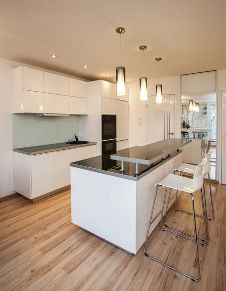 Stylish flat - Kitchen with white colors — Stock Photo, Image