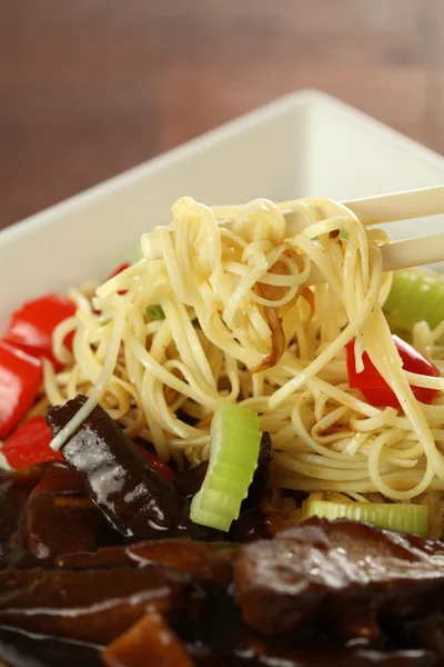 Noodles with meat — Stock Photo, Image