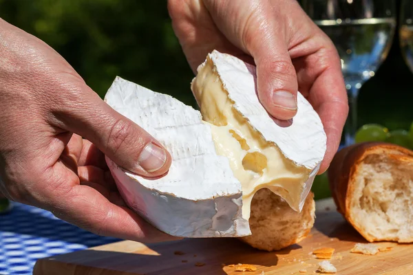 Camembert-Reißen — Stockfoto