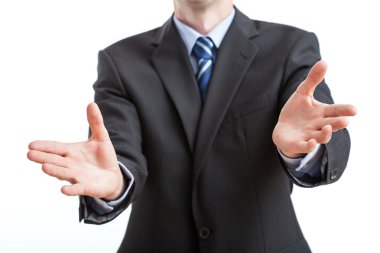 işadamı tarafından gösterilen işareti Hoşgeldiniz