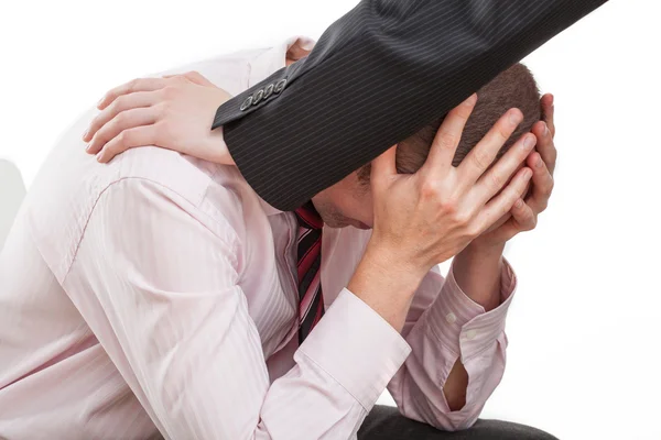 Sad man and his helpful friend — Stock Photo, Image