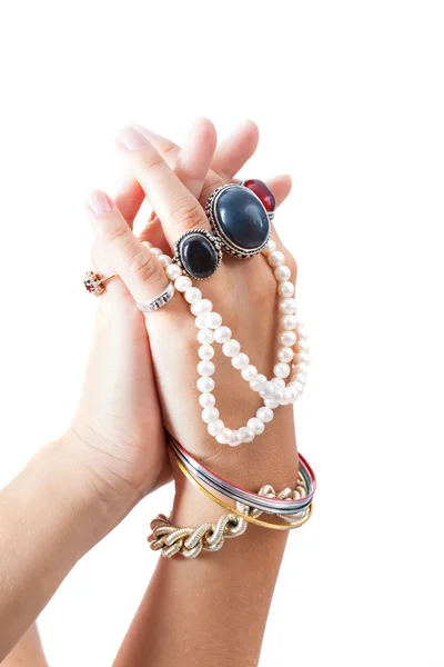 Woman's hands showing jewellery — Stock Photo, Image