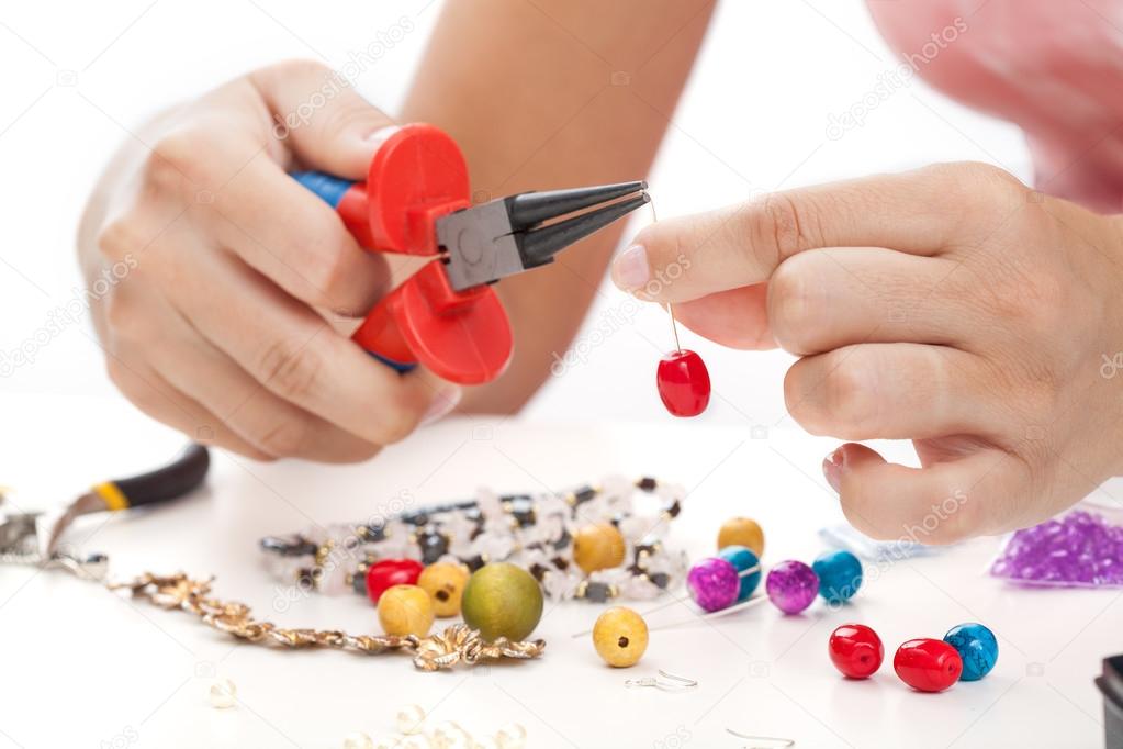 Woman with hand made jewellery