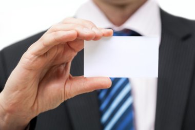 Kartviziti olan bir iş adamı.