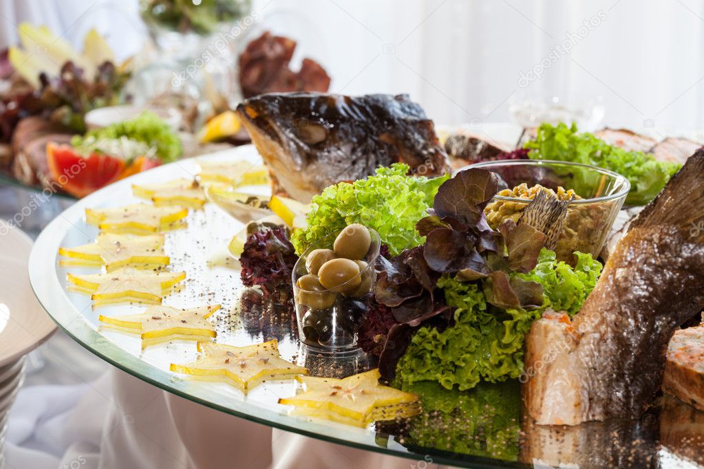 Appetizers on banquet table