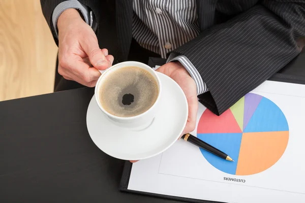 Koffiepauze tijdens bedrijfsanalyse — Stockfoto