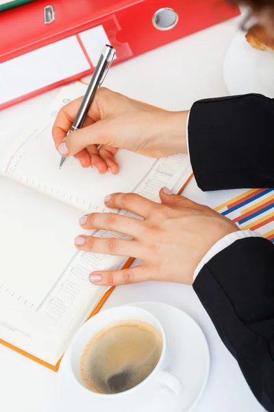 Zakenvrouw met agenda — Stockfoto