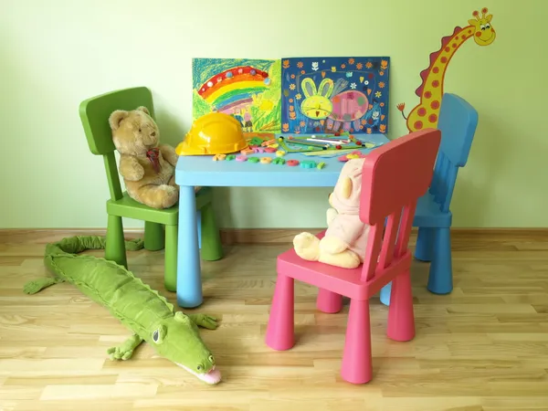 Ursos de peluche no quarto das crianças — Fotografia de Stock