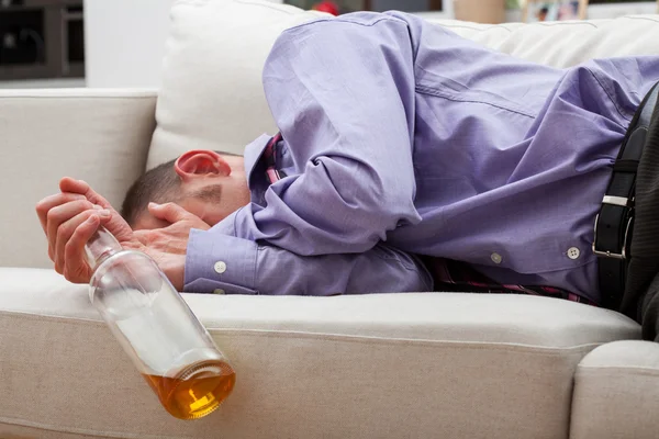 Drunk sleeping businessman — Stock Photo, Image