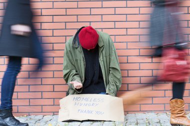 Homelessness in a big city clipart