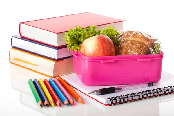 Pranzo al sacco e libri — Foto Stock