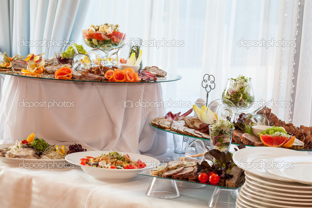 Wedding table with appetizers