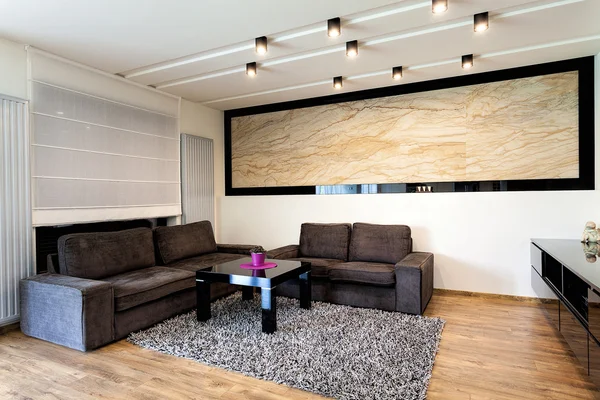 Urban apartment - Travertine in living room — Stock Photo, Image