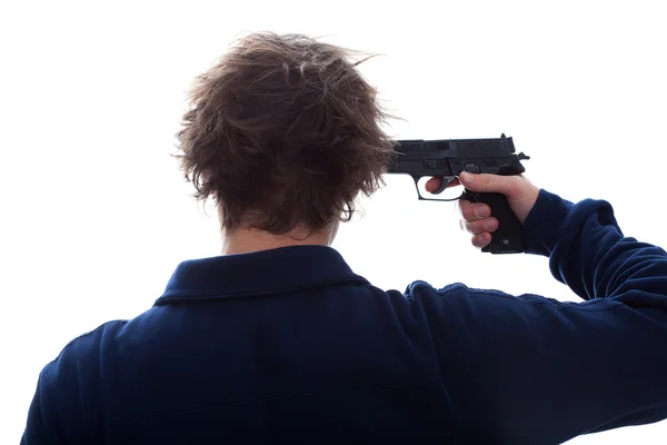 Самоубийство с пистолетом — стоковое фото