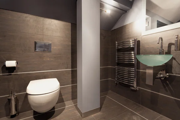 Grey bathroom with toilet — Stock Photo, Image