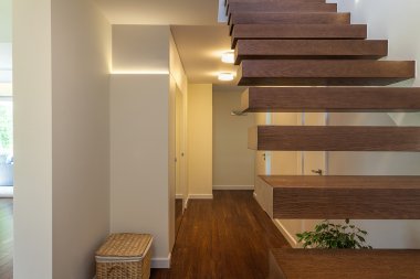 parlak uzay - modern ahşap merdiven