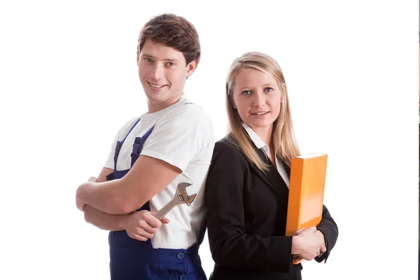 Businesswoman with her worker — Stock Photo, Image