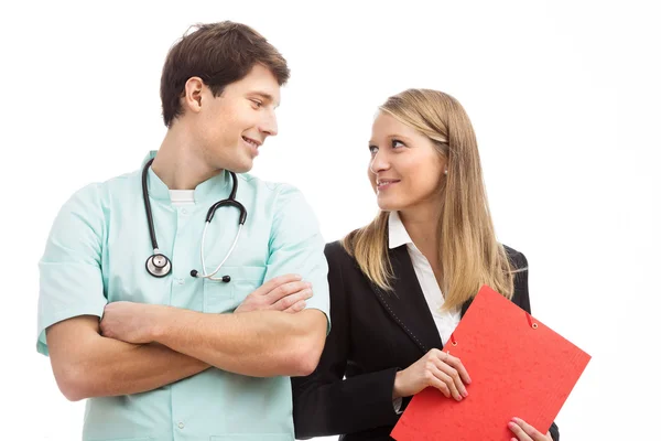 Doctor and finance specialist in hospital — Stock Photo, Image