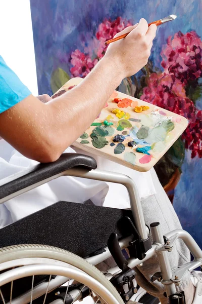 Pintor discapacitado de cerca — Foto de Stock