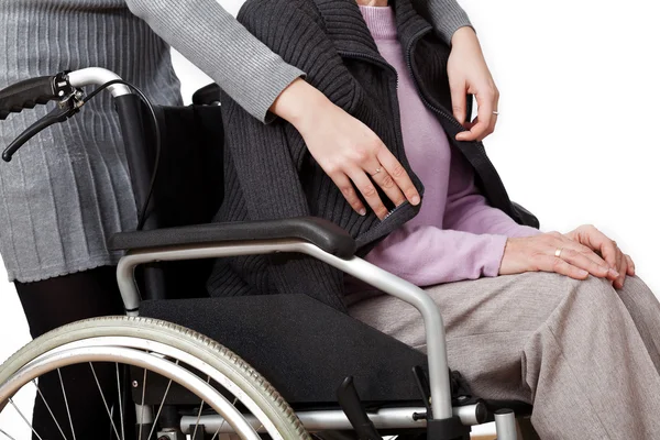 Disabled with daughter — Stock Photo, Image