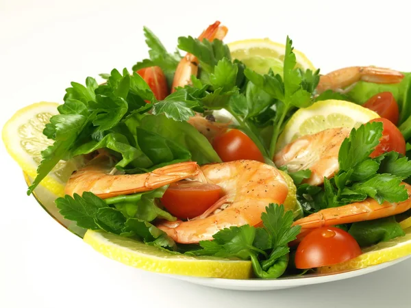 Healthy dish with shrimps, isolated — Stock Photo, Image