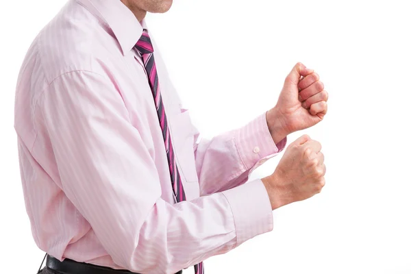 Businessman and fist clenching — Stock Photo, Image