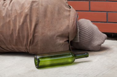 Drunkard and bottle clipart