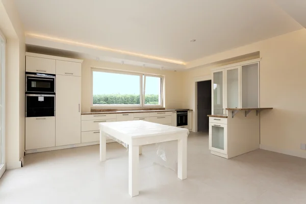 Nova cozinha com mobiliário brilhante — Fotografia de Stock