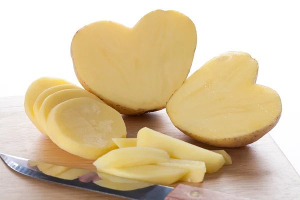 Peeled potatoe hearts — Stock Photo, Image