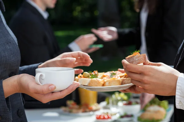 Coffee and sandwiches in work — Stock Photo, Image