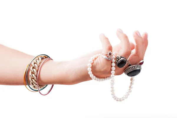 Ręka z biżuterią — Zdjęcie stockowe
