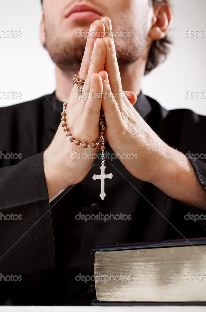 Priest concentrated on a prayer