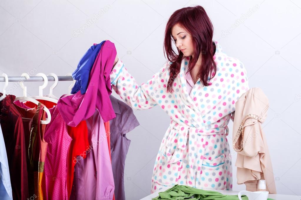 Woman trying clothes