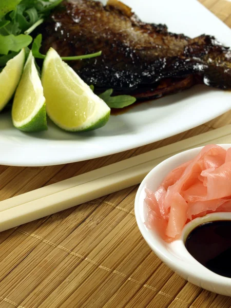 Salmon with marinated ginger — Stock Photo, Image