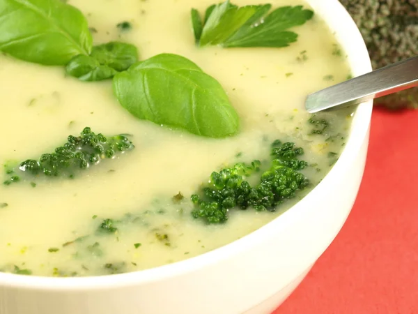 Creamy broccoli soup, closeup — Stock Photo, Image