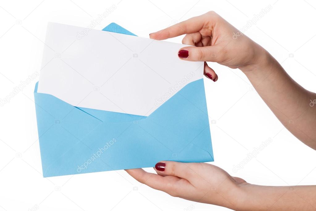 Hand with envelope