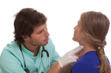 kadın boyun bir test laryngologist