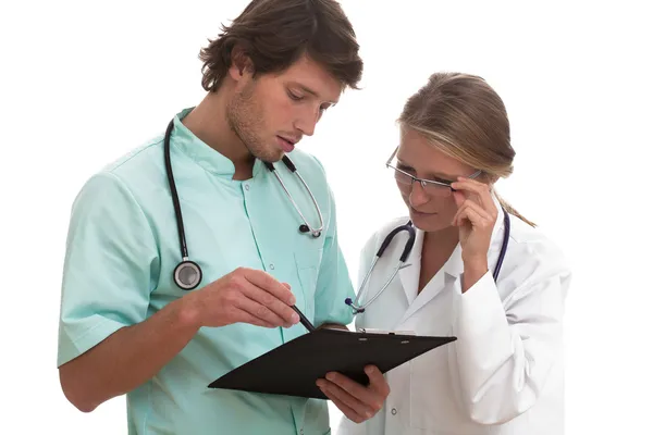 Two specialists talking about surgery — Stock Photo, Image