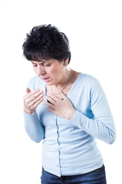 Oude vrouw met griep — Stockfoto