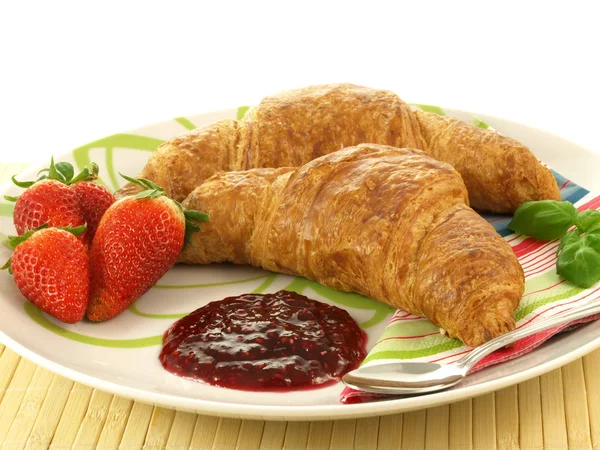 Croissants with jam, isolated — Stock Photo, Image