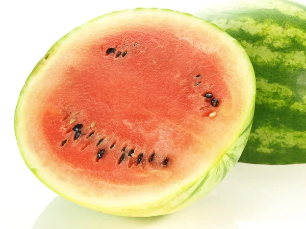 Lächelnde Wassermelone, isoliert — Stockfoto