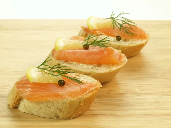 Salmon sandwiches — Stock Photo, Image