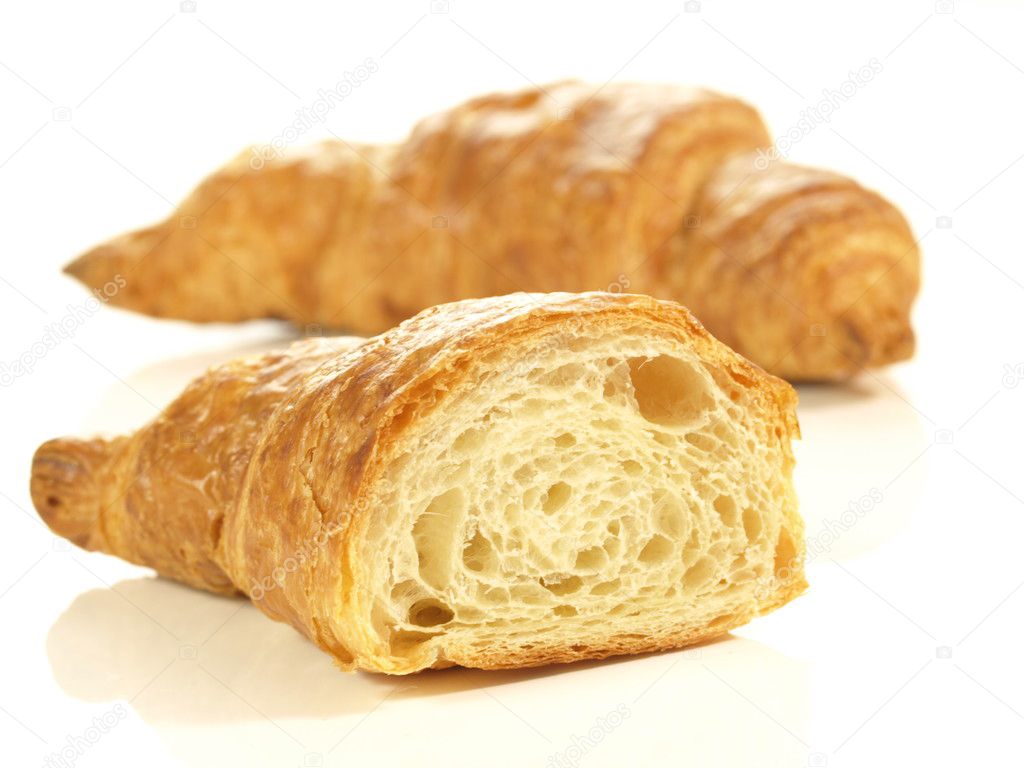 Croissants, isolated, close-up